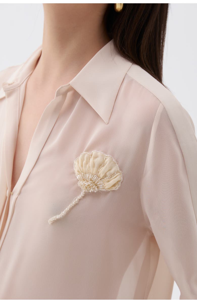 Nocturne Sheer Floral-Embroidered Shirt, Alternate, color,