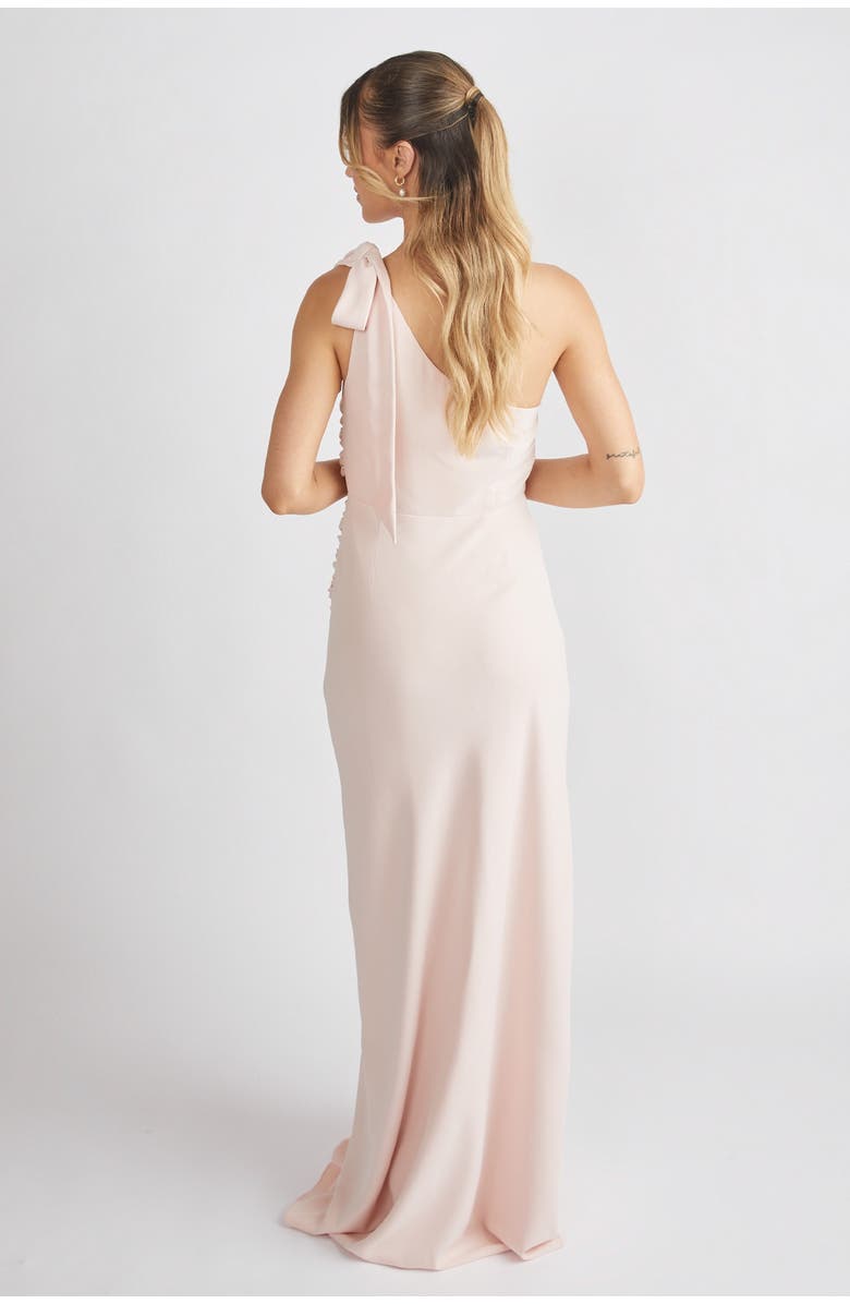 Six Stories Bow One Shoulder Crepe Bridesmaid Dress, Alternate, color, Blush
