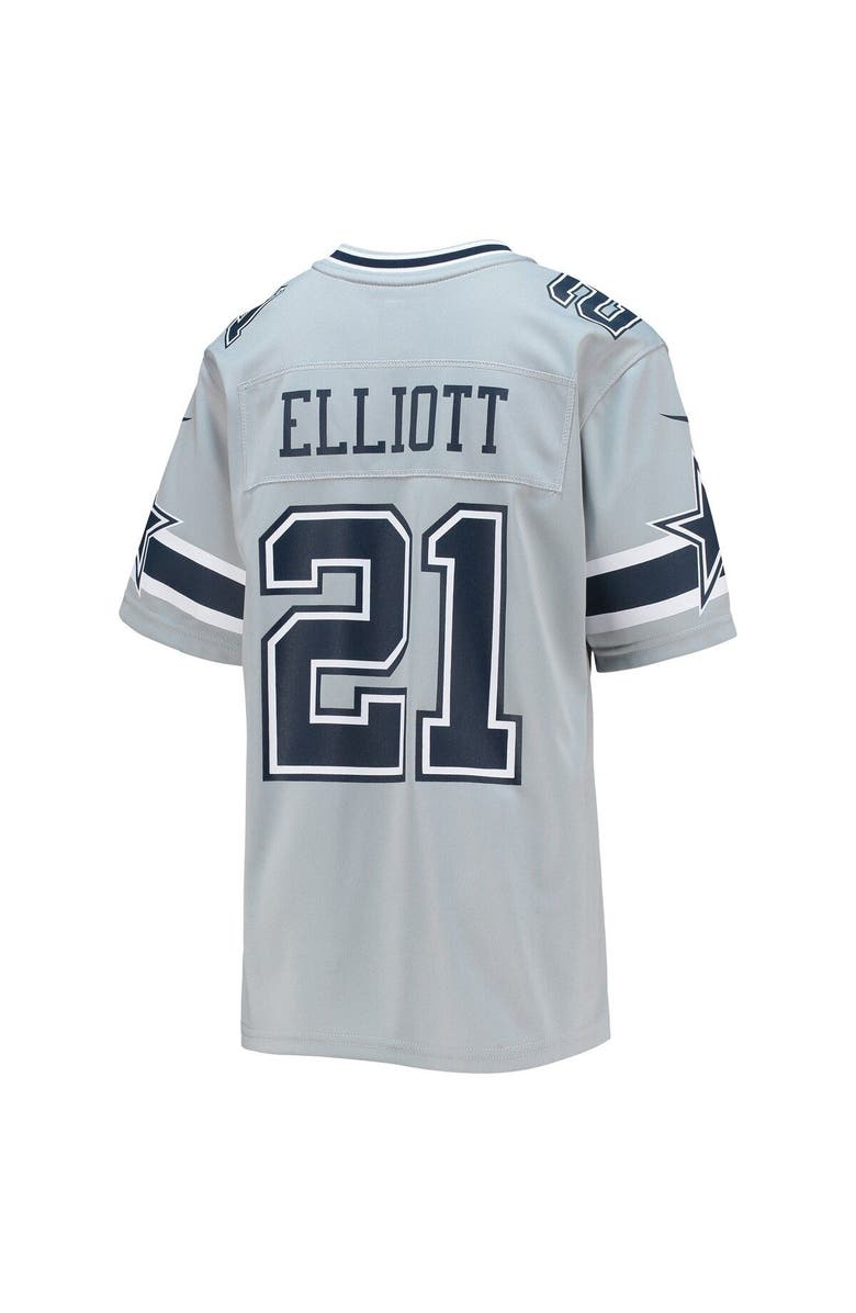 Nike Youth Nike Ezekiel Elliott Silver Dallas Cowboys Inverted Team Game Jersey, Alternate, color, 