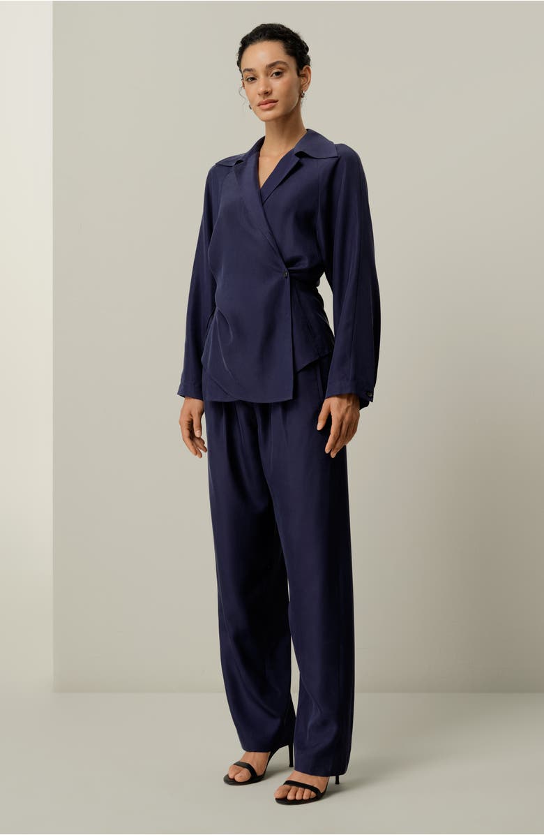 Lilysilk Multipositional Silk Habotai Shirt, Alternate, color, Blueberry