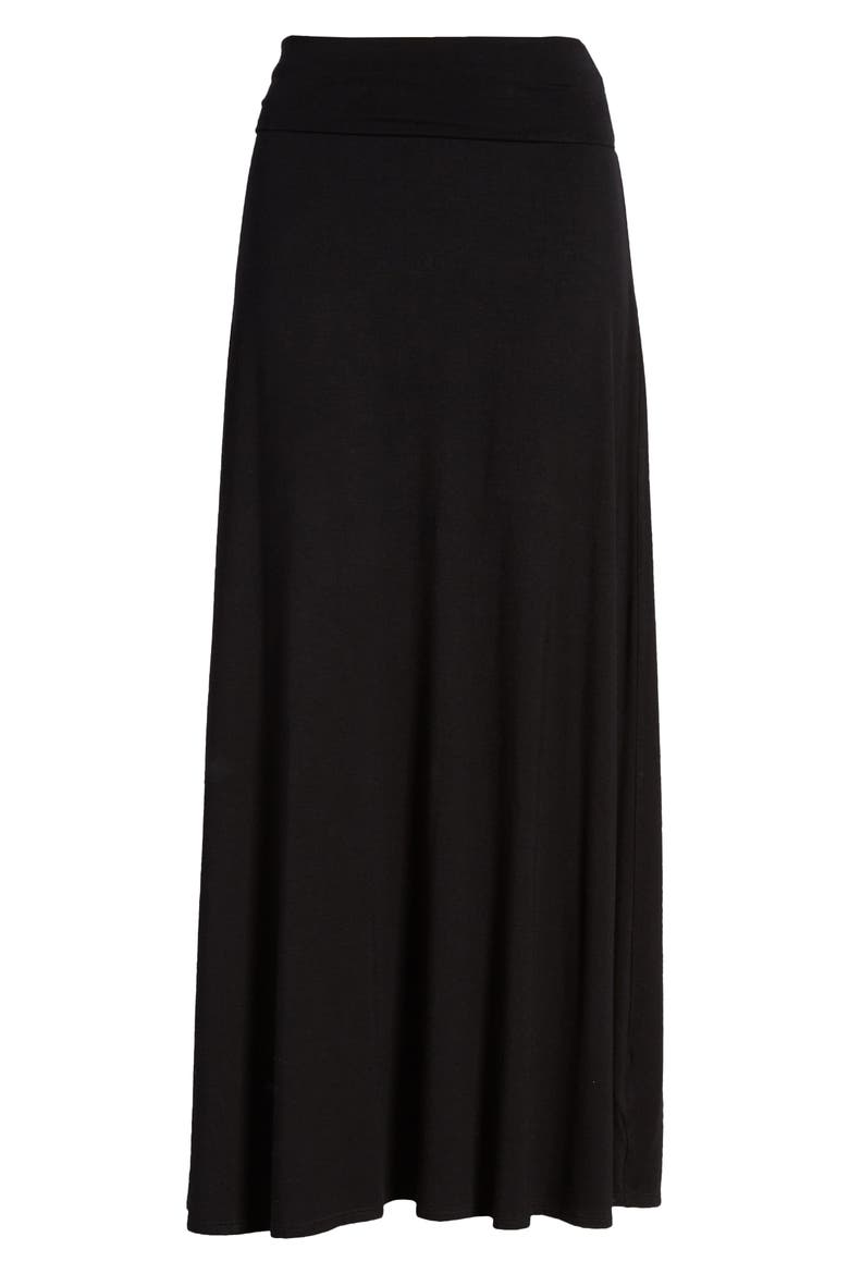 Roll Top Maxi Skirt, Alternate, color, BLACK