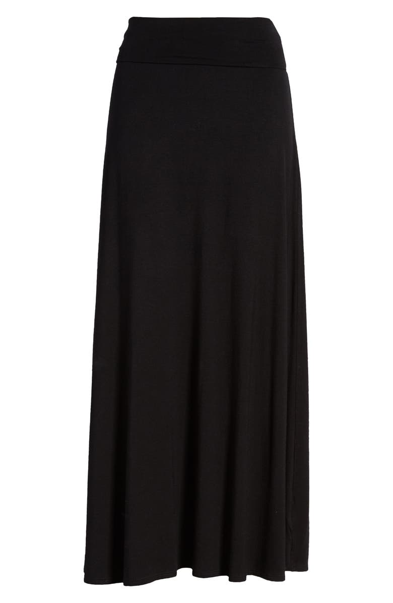 Loveappella Roll Top Maxi Skirt, Alternate, color, Black