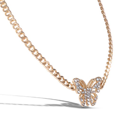 Jessica Simpson Butterfly Pendant Chain Necklace In Gold