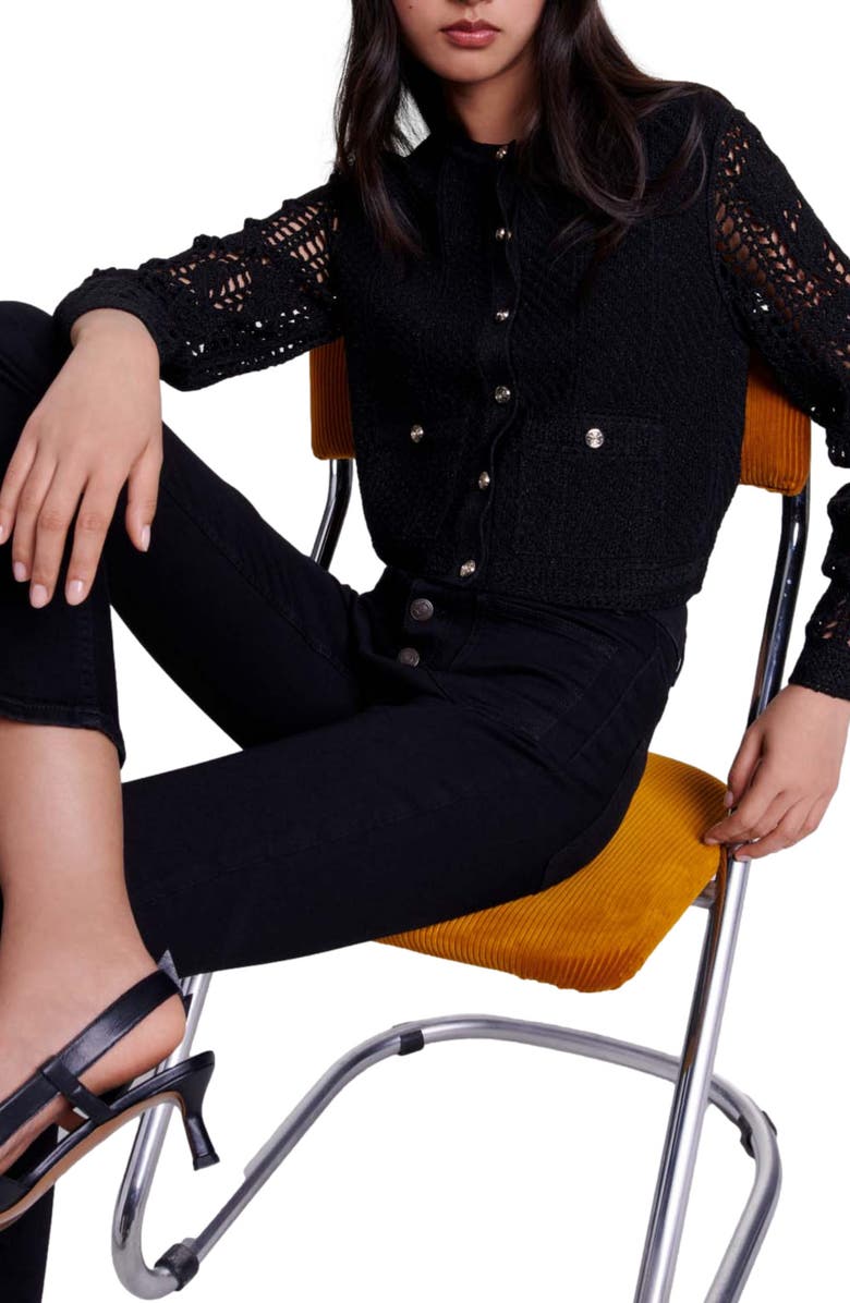 maje Crochet cardigan, Alternate, color,