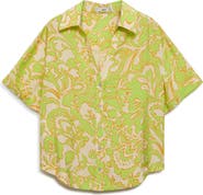 MANGO Floral Short Sleeve Button-Up Shirt
