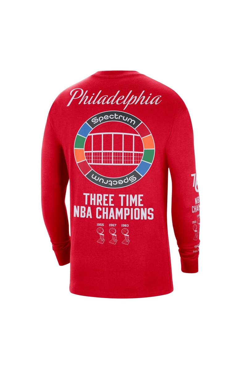 Nike Men's Nike Red Philadelphia 76ers 2021/22 City Edition Courtside Heavyweight Moments Long Sleeve T-Shirt, Alternate, color, 