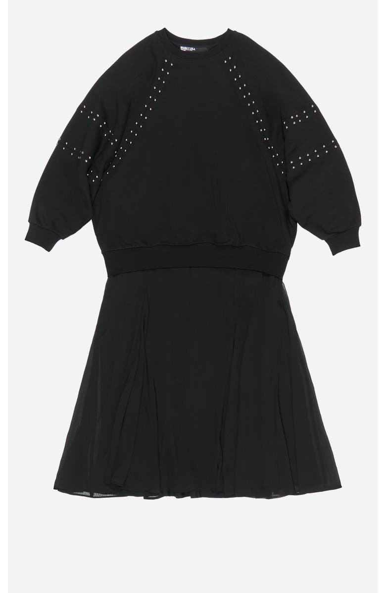 Bimba y Lola Studded Sweatshirt Dress, Alternate, color, Washed Black