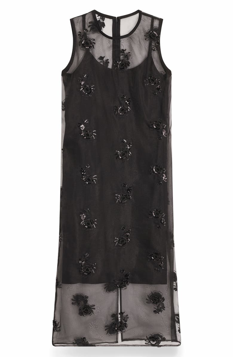Donna Karan New York Sequin Embroidered Sleeveless Midi Dress, Alternate, color, Black