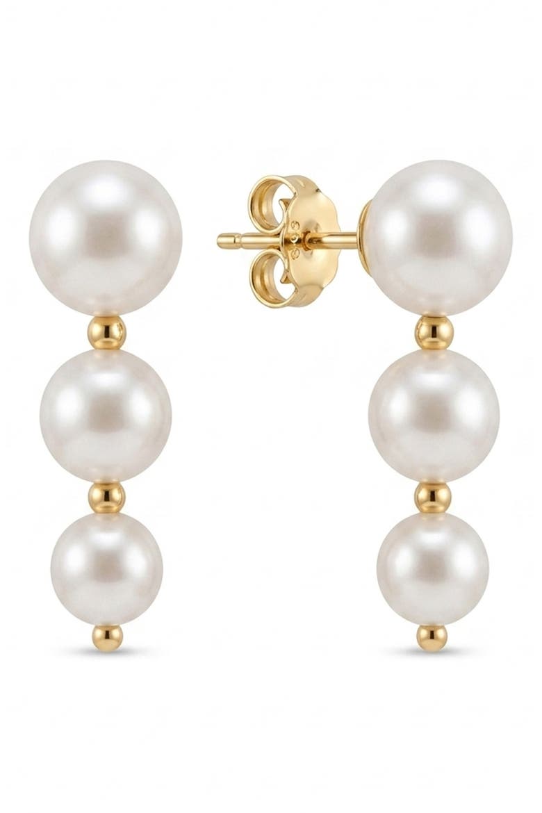 Imitation Pearl Linear Drop Earrings, Main, color, GOLD