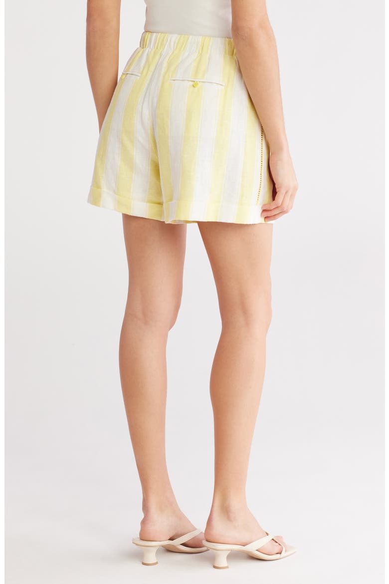 Sonny Linen Blend Shorts, Alternate, color, LEMON STRIPE