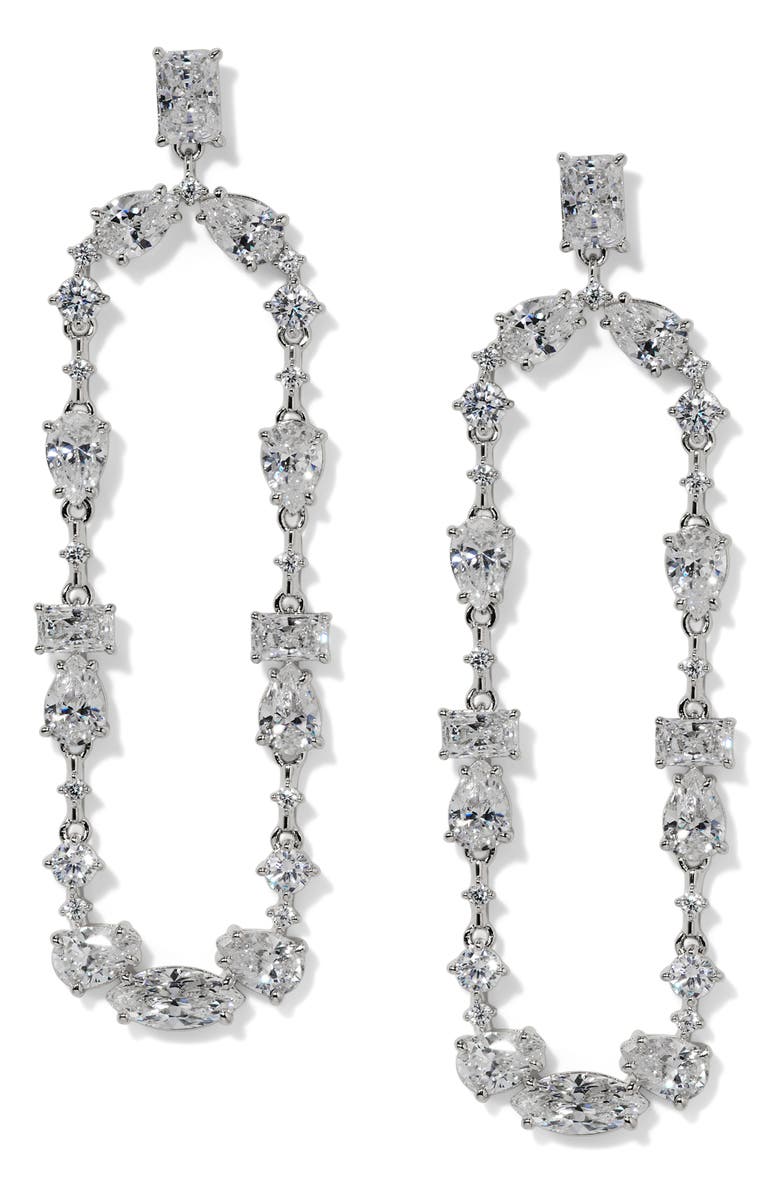 Nadri Everleigh Cubic Zirconia Frontal Swing Earrings, Main, color, Rhodium
