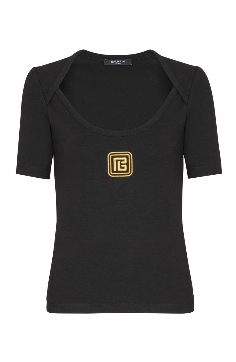 Balmain T-Shirt With Pb Logo, Main, color, 