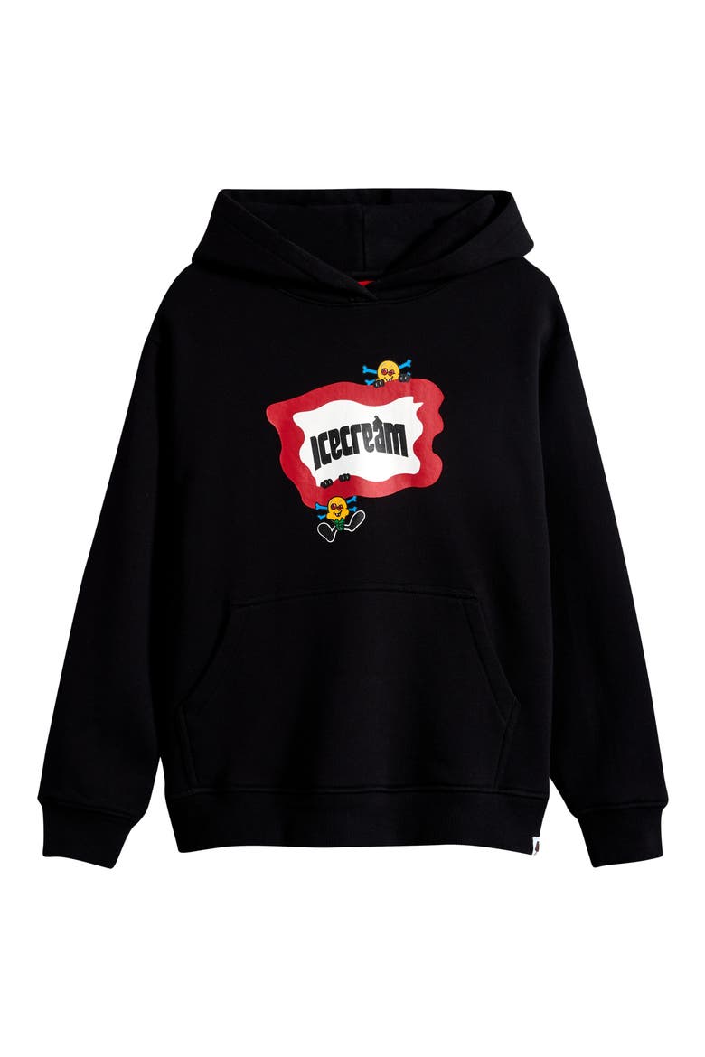 Kids' Clinger Cotton Graphic Hoodie, Main, color, BLACK