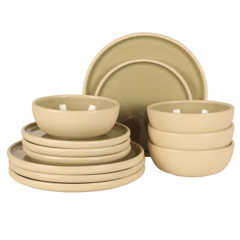 Port Gaia 12-Piece Reactive Glaze Stoneware Dinnerware Set
