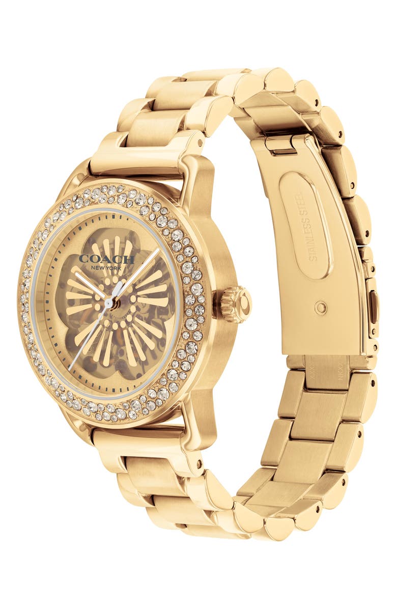 COACH Cruiser Skeletal Automatic Bracelet Watch, 37mm, Alternate, color, Gold