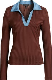 rag & bone Natalia Colorblock Long Sleeve Polo