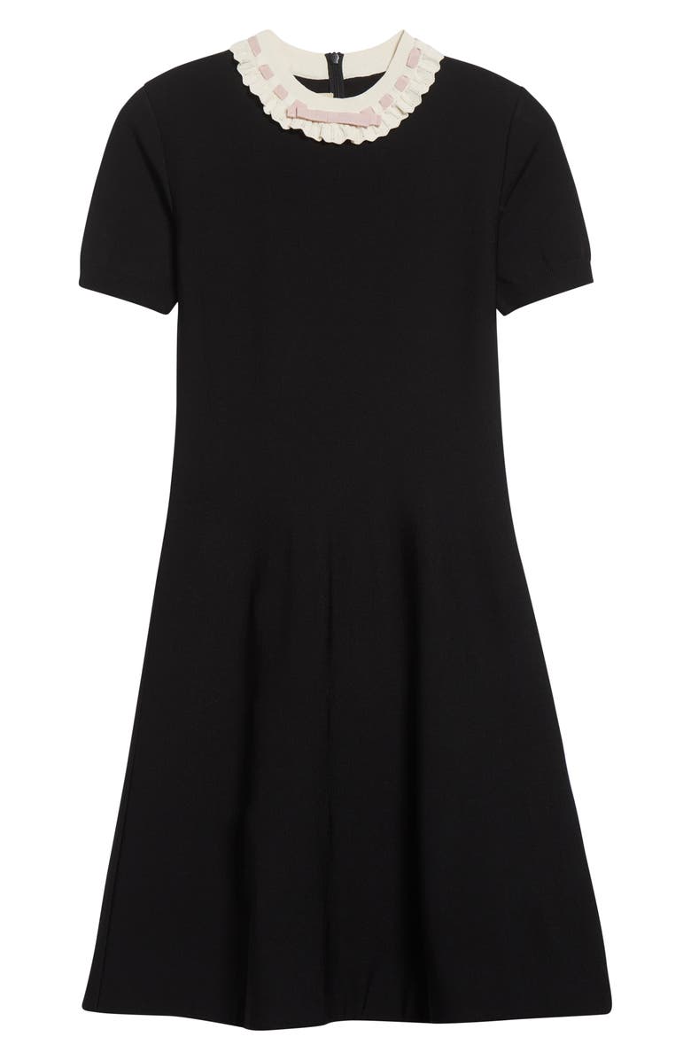 Valentino Garavani Ruffle Collar Dress, Alternate, color, Black/ Light Hazelnut