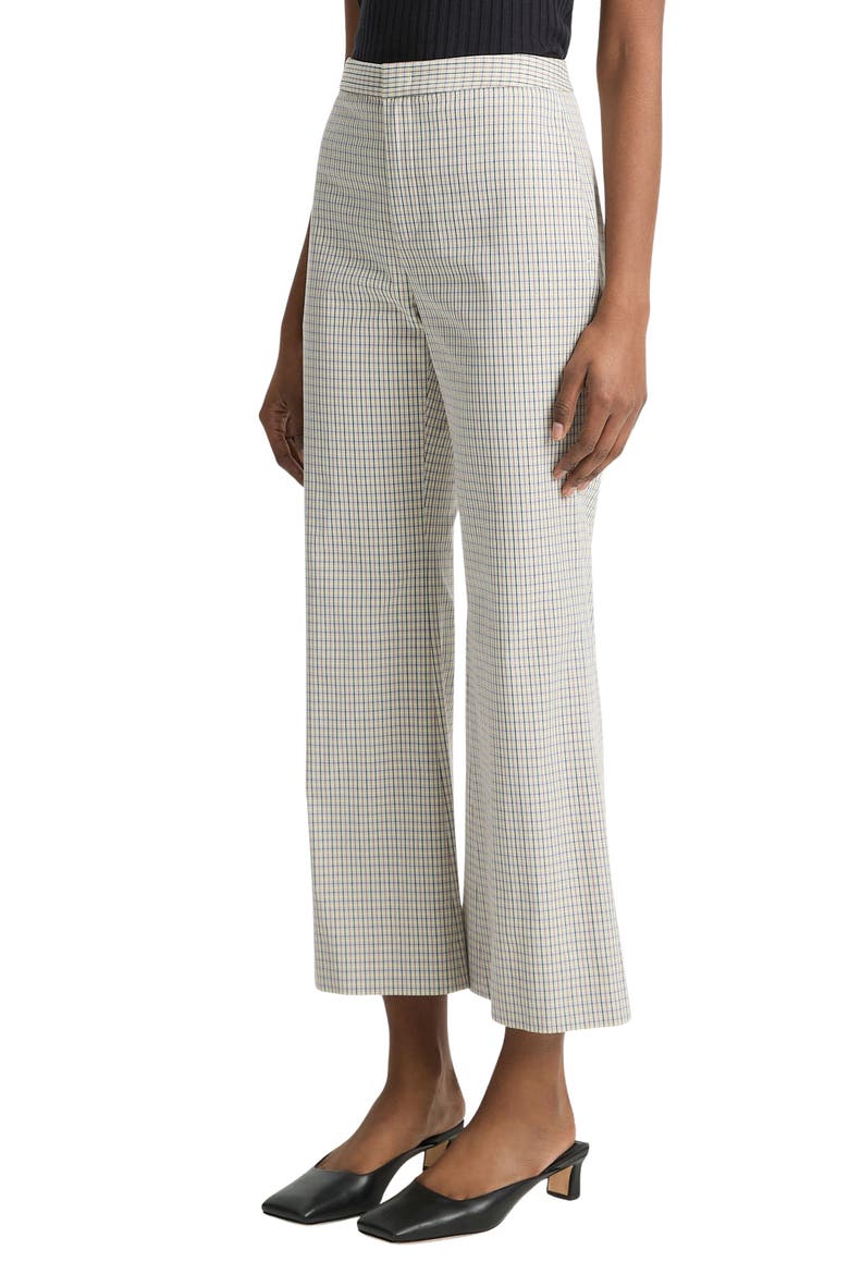 Gardeners Check Stretch Cotton Kick Flare Pants, Alternate, color, STONE/TAN