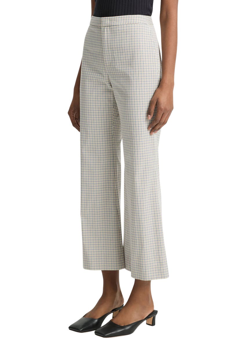 Vince Gardeners Check Stretch Cotton Kick Flare Pants, Alternate, color, Stone/Tan
