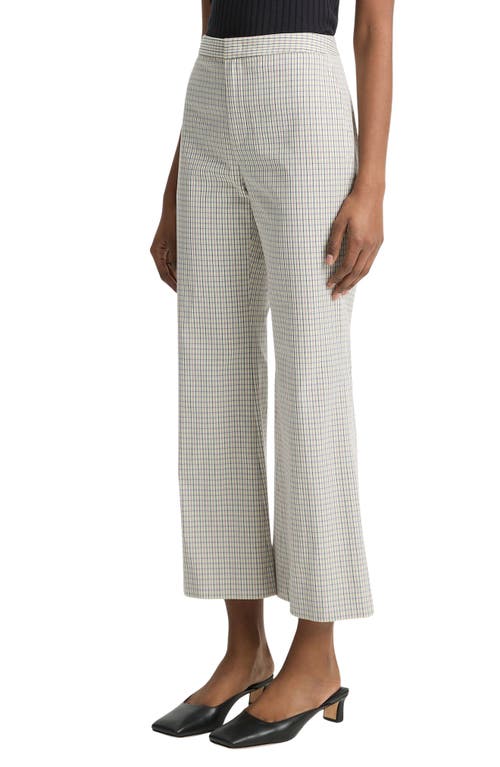 Vince Crop Flare Gardeners Check Pants In Stone/tan