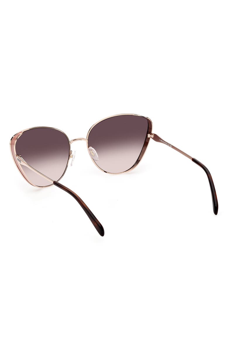 Emilio Pucci 61mm Cat Eye Gradient Lens Sunglasses, Alternate, color, Rose Gold/ Gradient Smoke