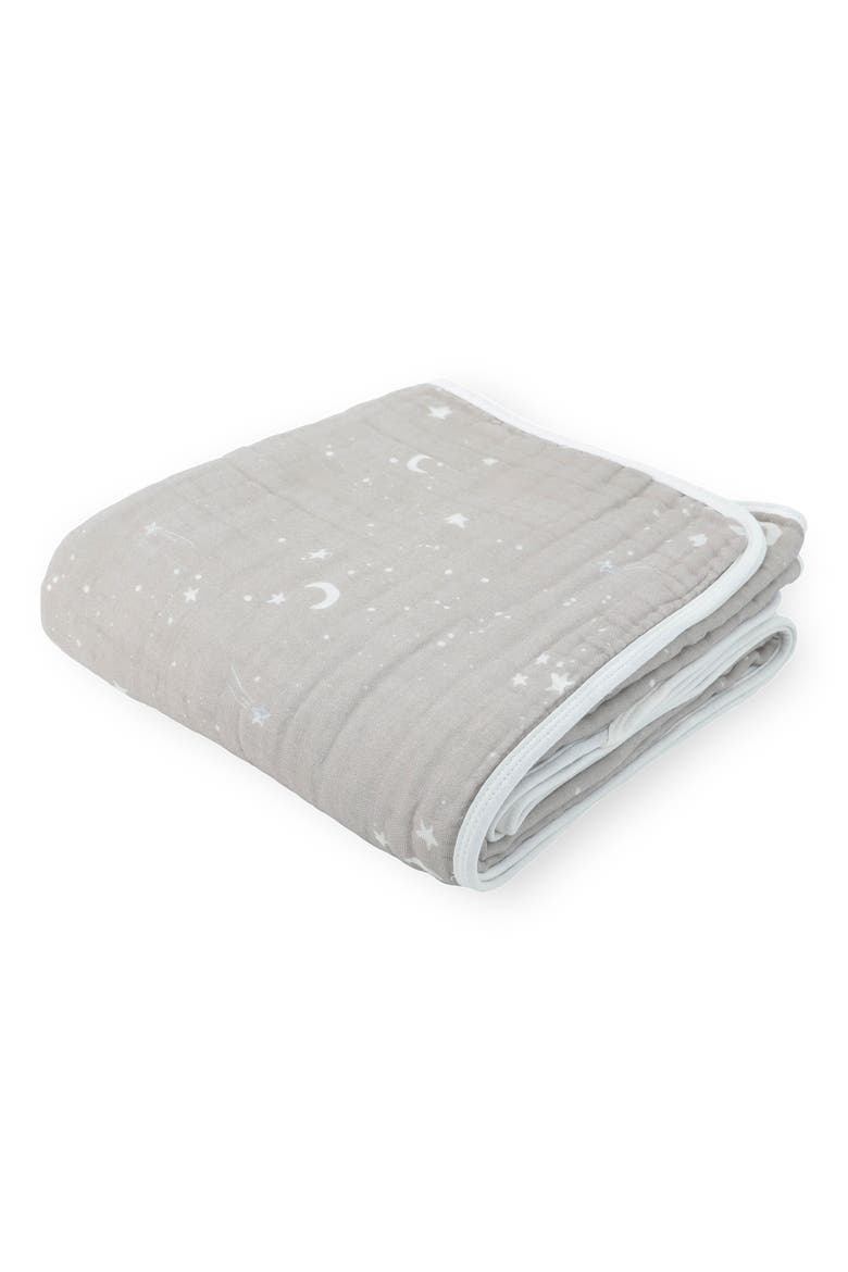Organic Cotton Muslin Quilted Throw, Main, color, MOON DUST