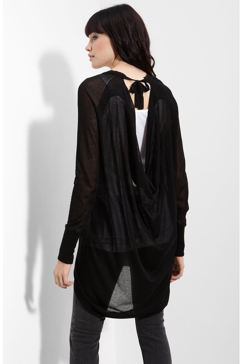 'Hampstead' Draped Open Back Cardigan, Alternate, color, BLACK