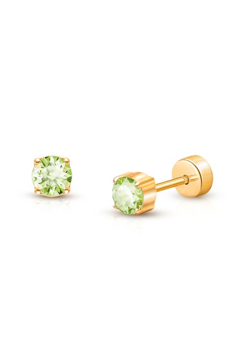 14k Gold On Titanium 4mm Crystal Birthstone Stud Screw Back Earrings