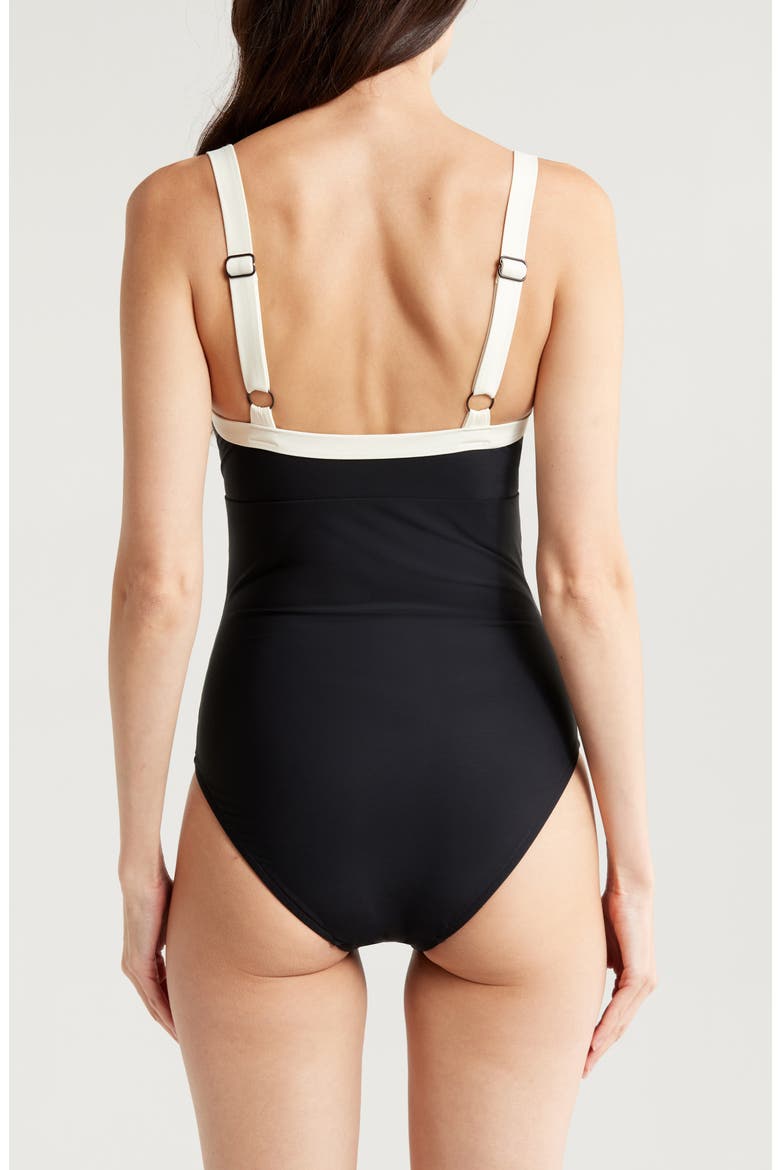 Hana Colorblock One-Piece Swimsuit, Alternate, color, BLACK CONTRAST