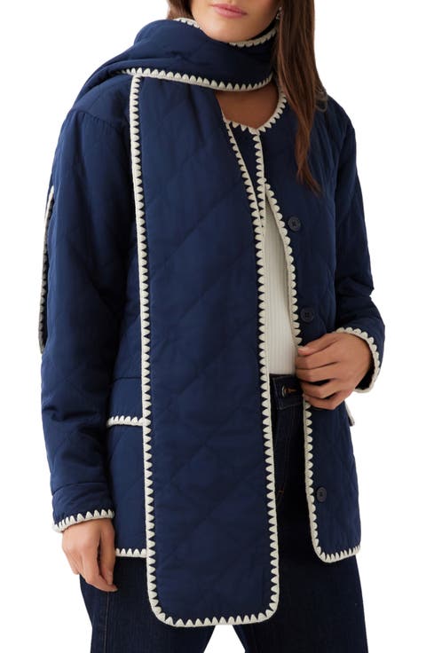 Edge Stitch Quilted Scarf Jacket