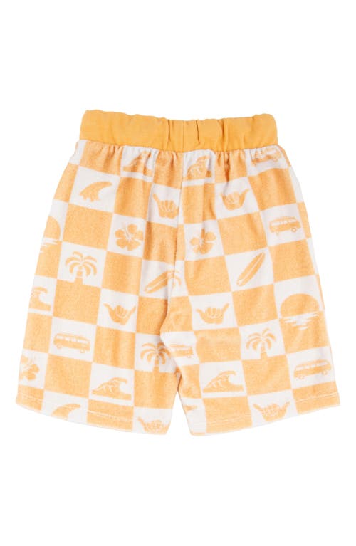Miki Miette Kids' Rust Surf Print Cotton Pull-on Shorts In Point Break