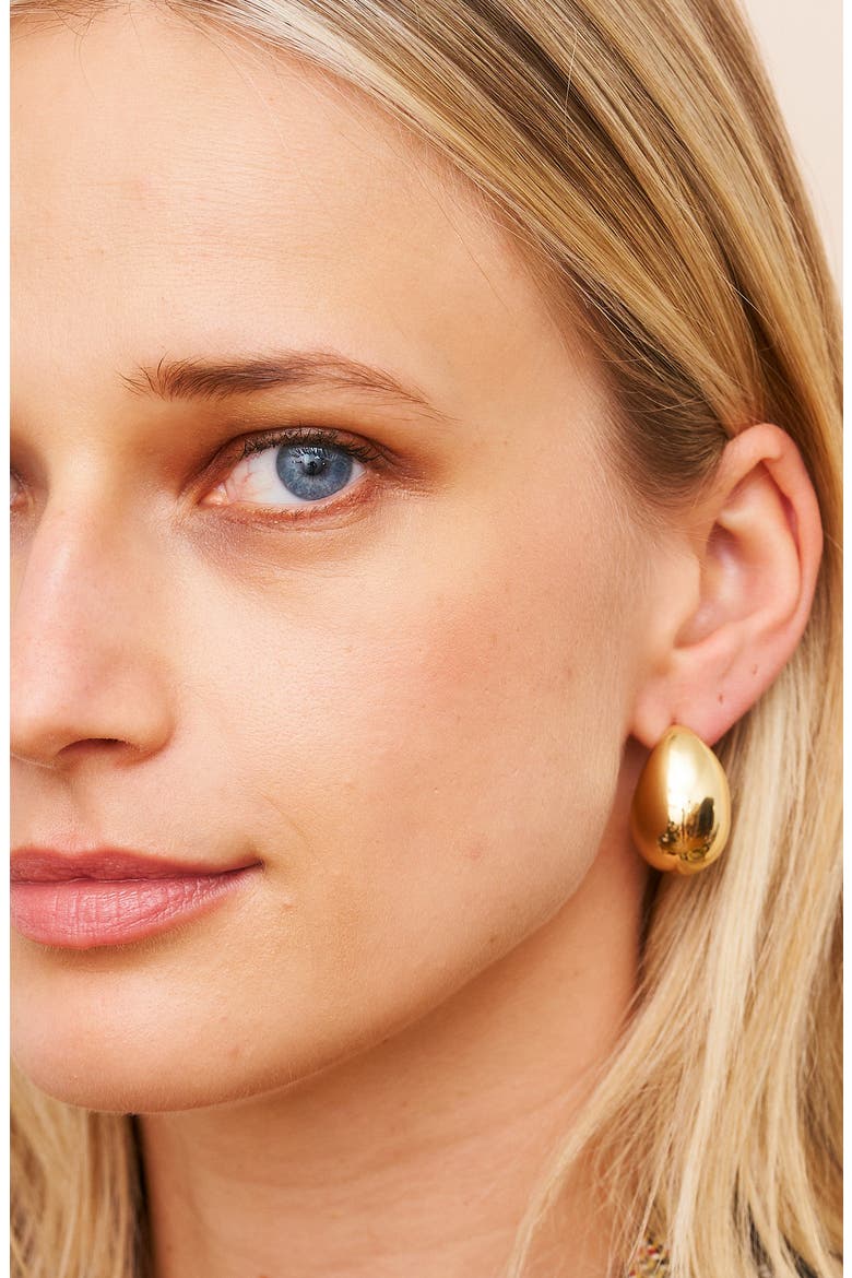 Domed Huggie Hoop Earrings, Alternate, color, GOLD