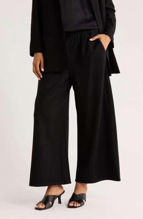 High Waist Wool Wide Leg Pants