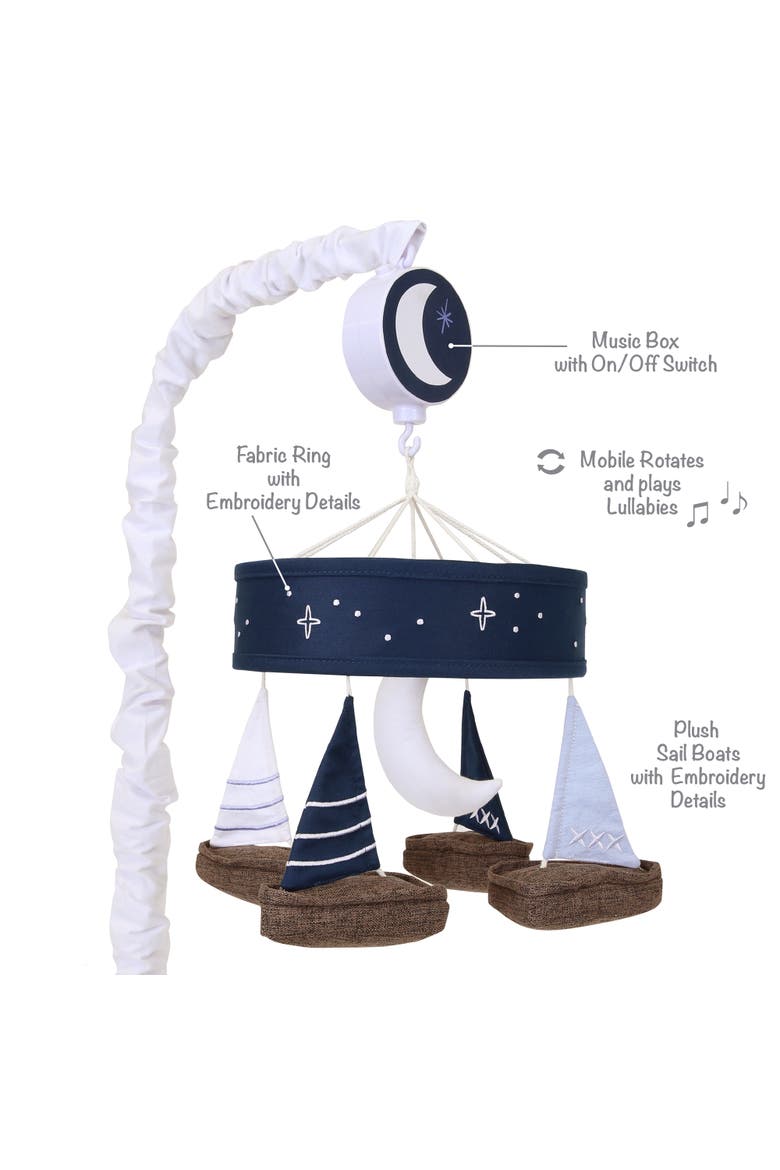 Little Skipper Sailboat & Moon Musical Baby Crib Mobile Soother Toy, Alternate, color, Blue
