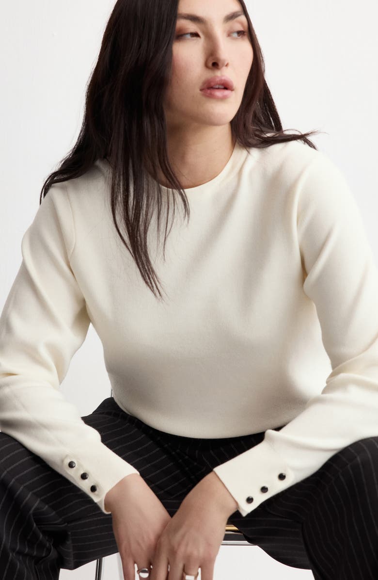 MANGO Button Cuff Sweater, Alternate, color,