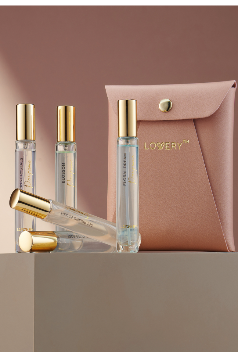 Eau De Parfum 6-Piece Perfumes Set with Leather Pouch, Alternate, color, Light Pink