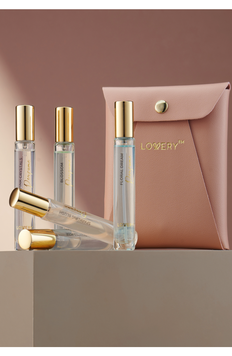 Lovery Eau De Parfum 6-Piece Perfumes Set with Leather Pouch, Alternate, color, Light Pink