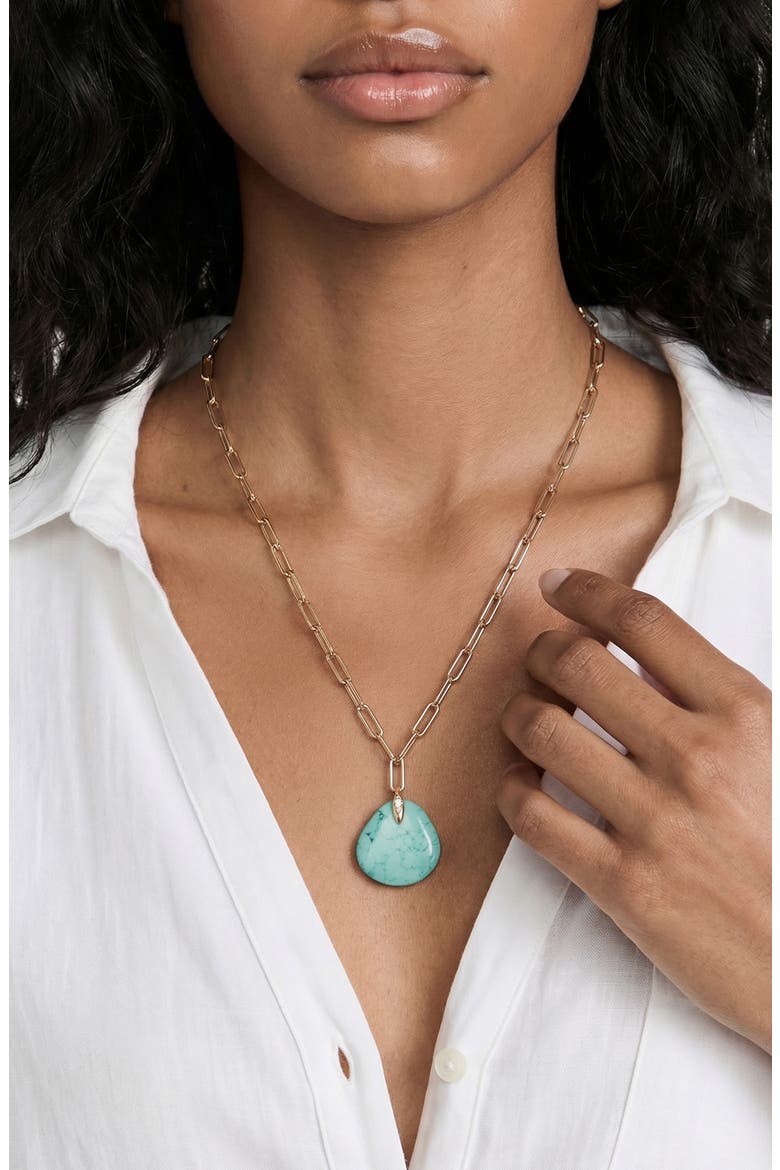 Long Stone Pendant Necklace, Alternate, color, TURQUOISE