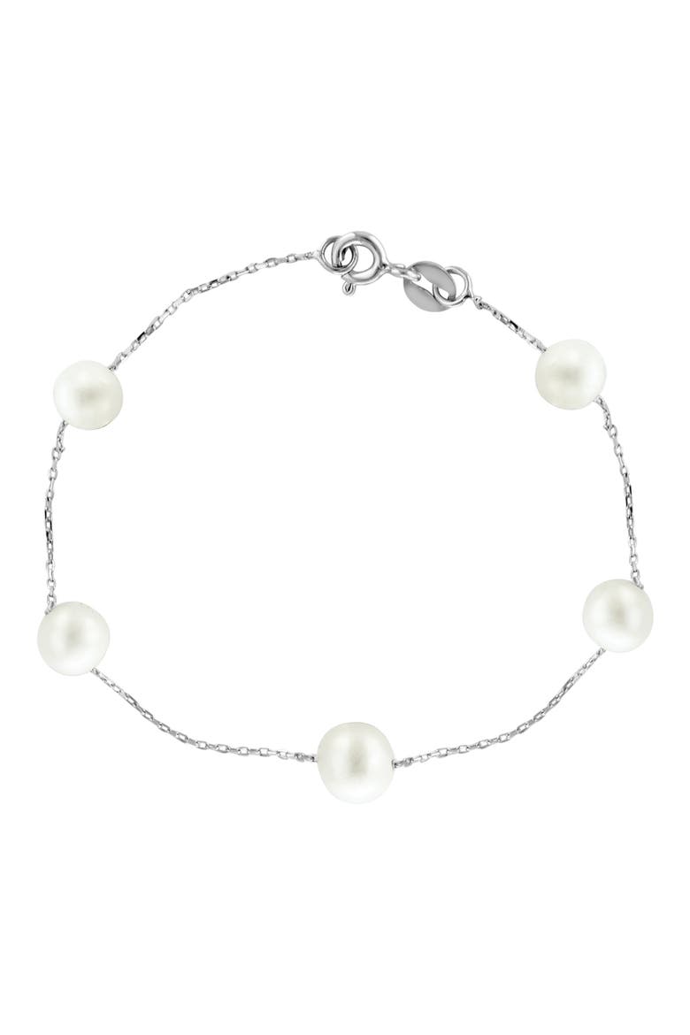 Sterling Silver & 6-7mm Cultured Freshwater Pearl Bracelet, Main, color, SILVER