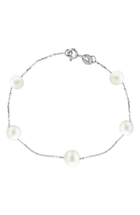 Sterling Silver & 6-7mm Cultured Freshwater Pearl Bracelet