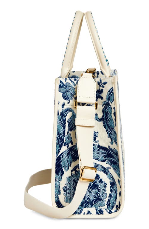 Versace Large Barocco Floral Raffia Tote