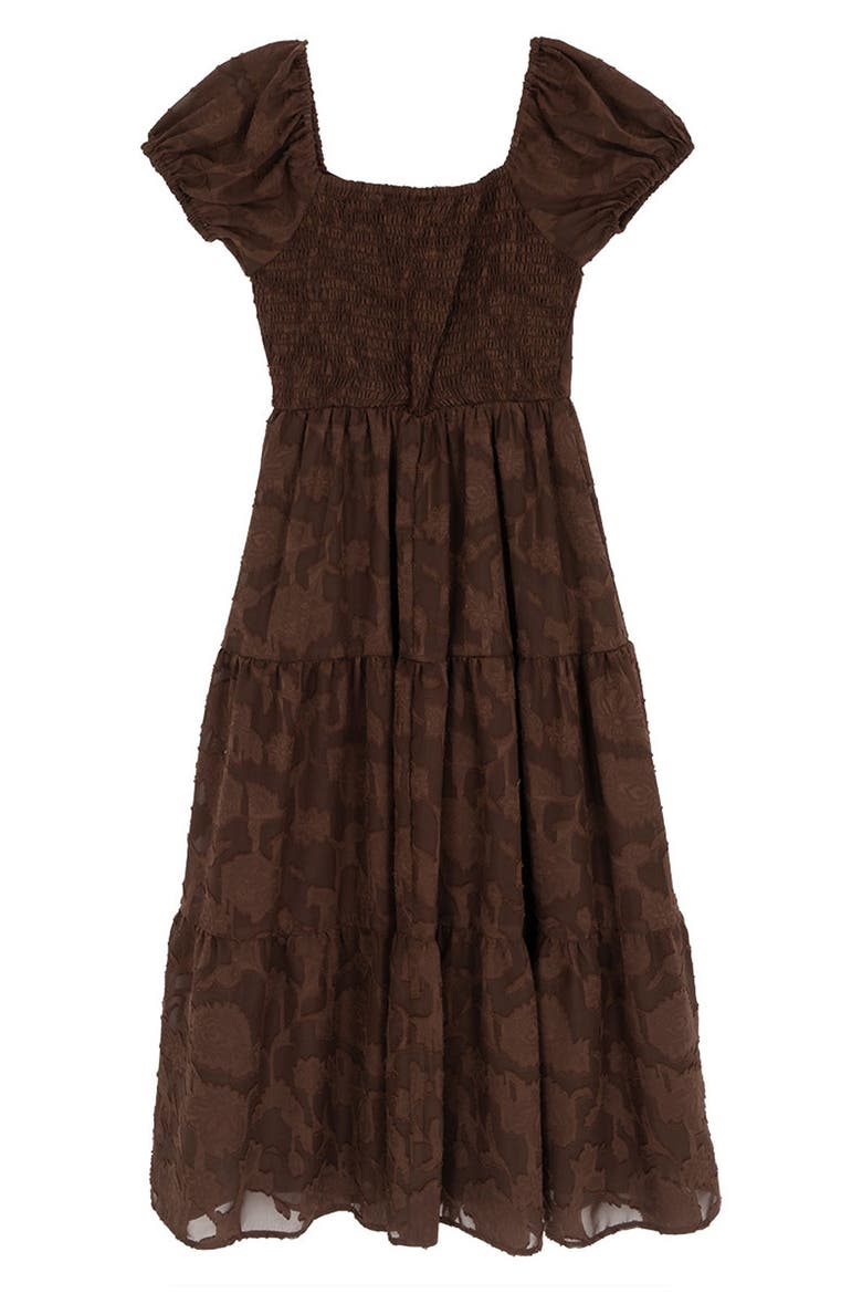 Kids' Burnout Chiffon Dress & Necklace Set, Alternate, color, BROWN