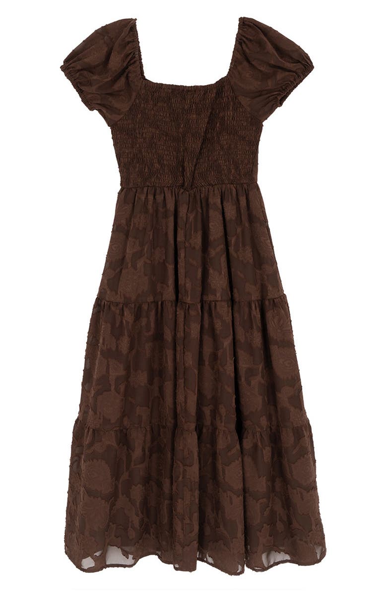 Rare Editions Kids' Burnout Chiffon Dress & Necklace Set, Alternate, color, Brown