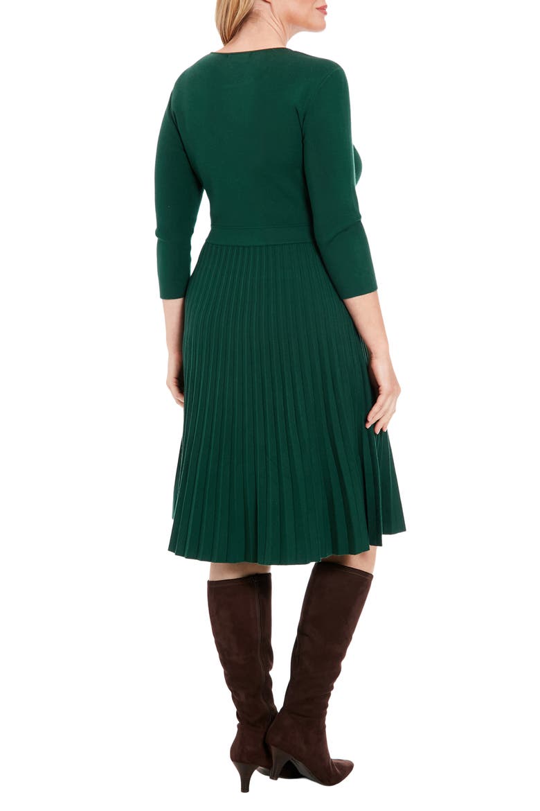Side Tab Pleated Sweater Dress, Alternate, color, GREEN