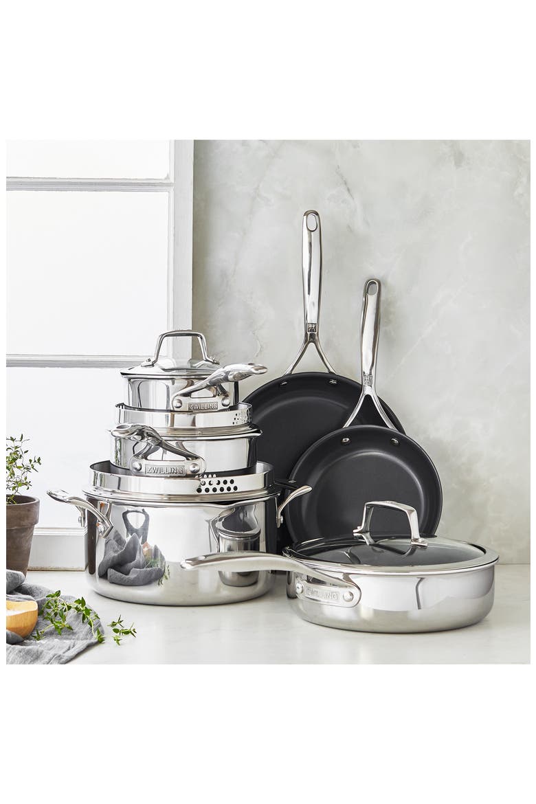 Energy Plus 10-Piece Nonstick Cookware Set, Alternate, color, STAINLESS STEEL