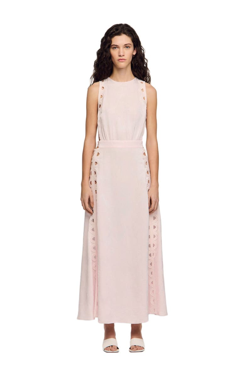 SANDRO Flower jacquard maxi dress, Main, color, Pink
