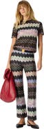 Missoni Crew-neck T-shirt In Viscose Lamé With Irregular Zig Zag