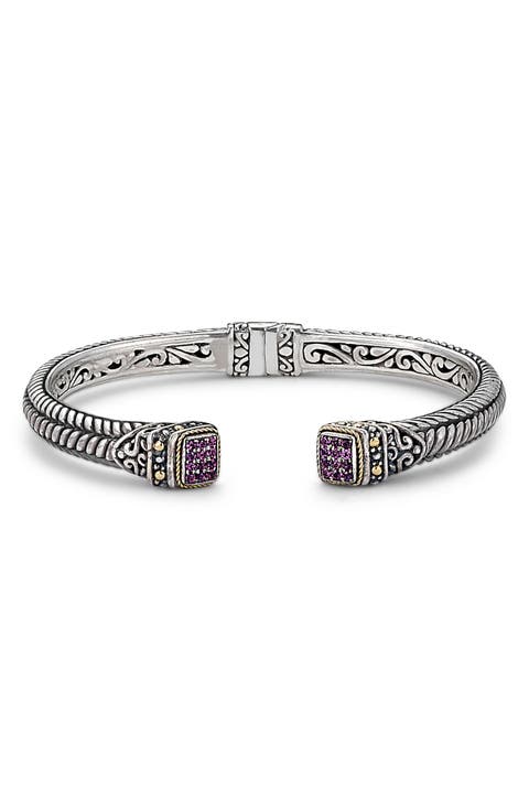Woven Pavé Tipped Bangle