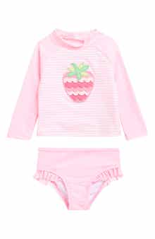 Kids' Strawberry Long Sleeve Two-Piece Rashguard Swimsuit
