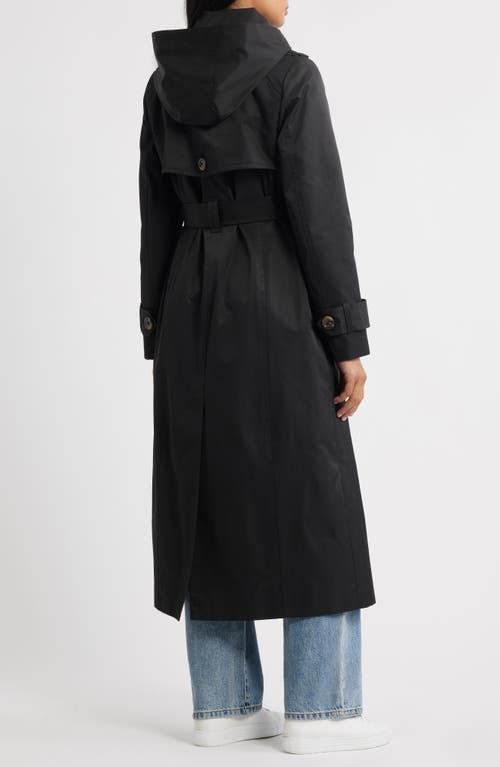 London Fog Hooded Single Breasted Maxi Trench Coat In Animal Print